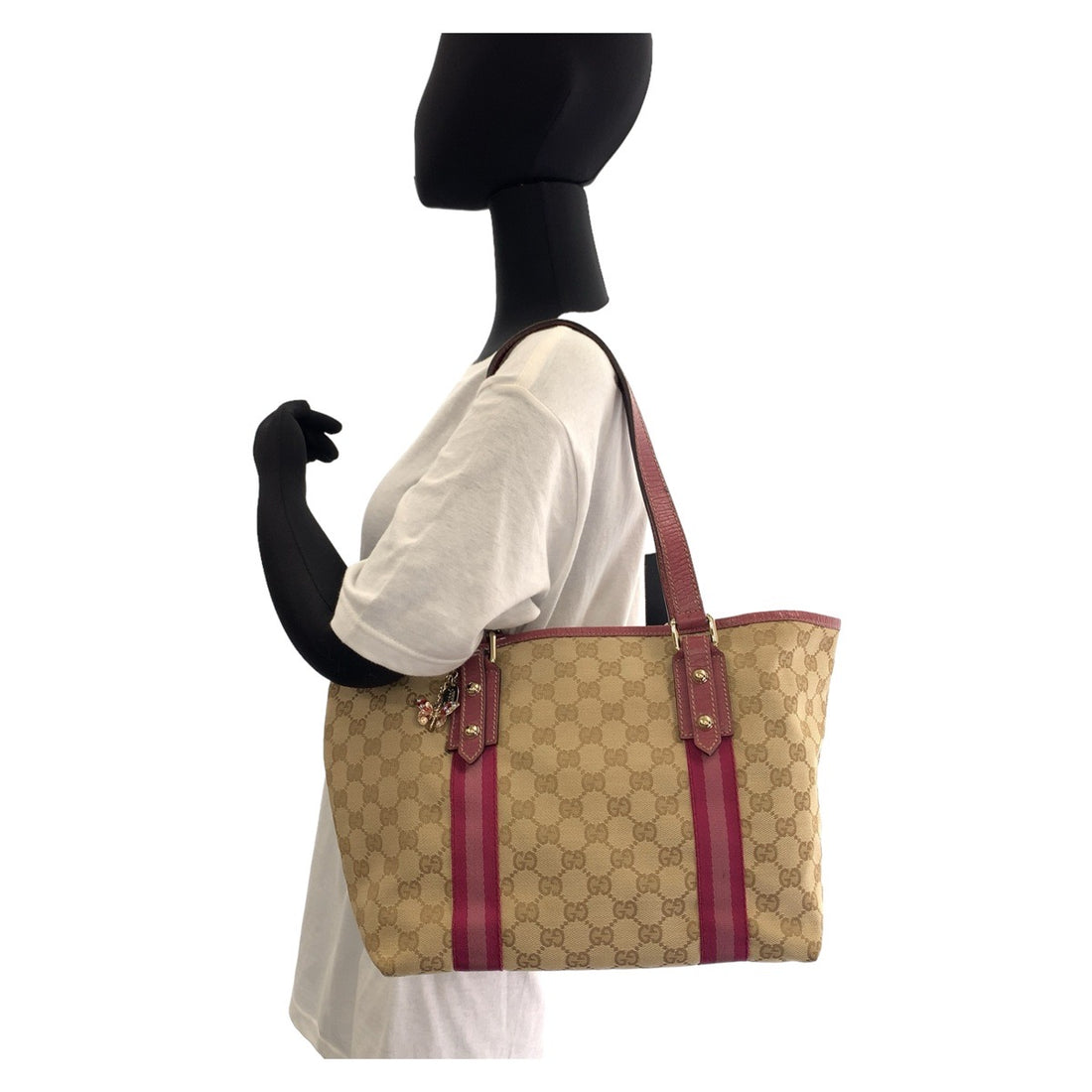 Gucci GG Canvas Leather Tote Shoulder Bag