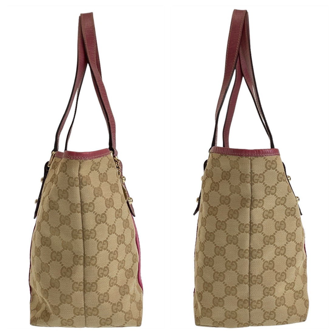 Gucci GG Canvas Leather Tote Shoulder Bag