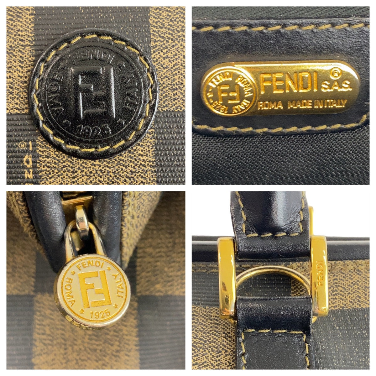 Fendi Pequin PVC Leather Handbag 408053 in Great Condition