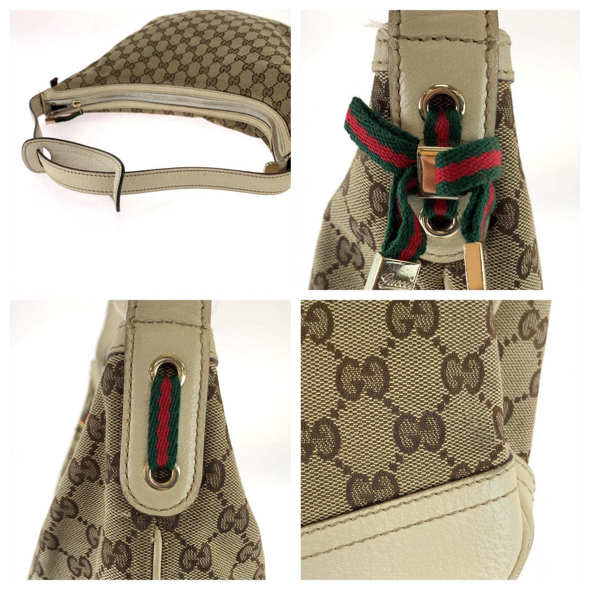 Gucci Princy GG Canvas Shoulder Bag Beige Brown in Very Good Condition