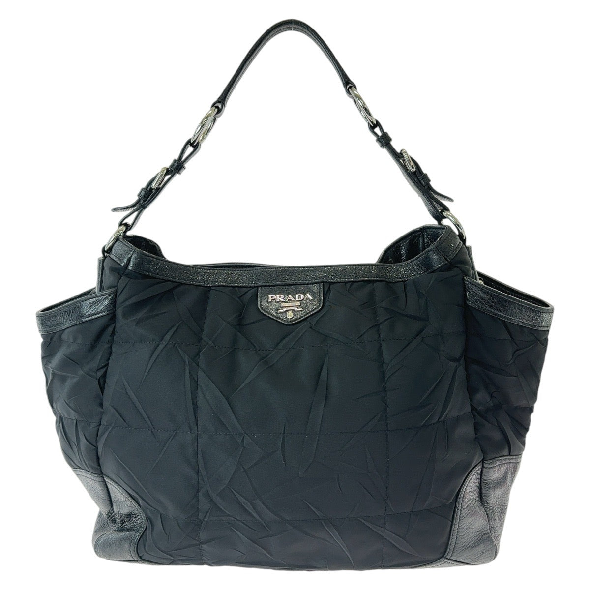 Prada Nylon Leather Tessuto Hobo Shoulder Bag