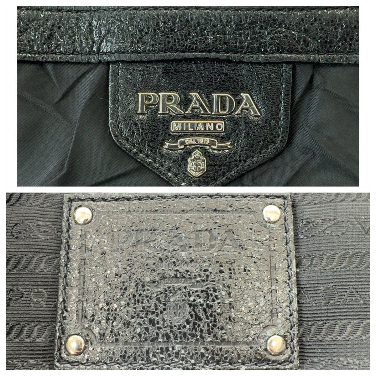 Prada Nylon Leather Tessuto Hobo Shoulder Bag