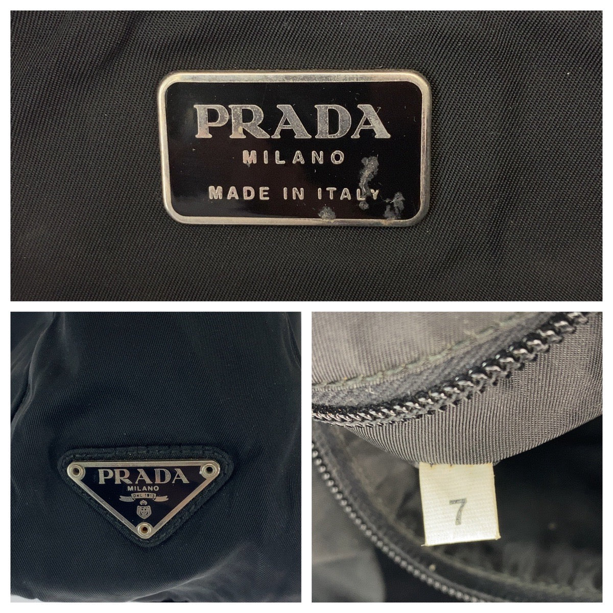 Prada Nylon Tessuto Triangle Logo Plate Shoulder Bag in Very Good Condition