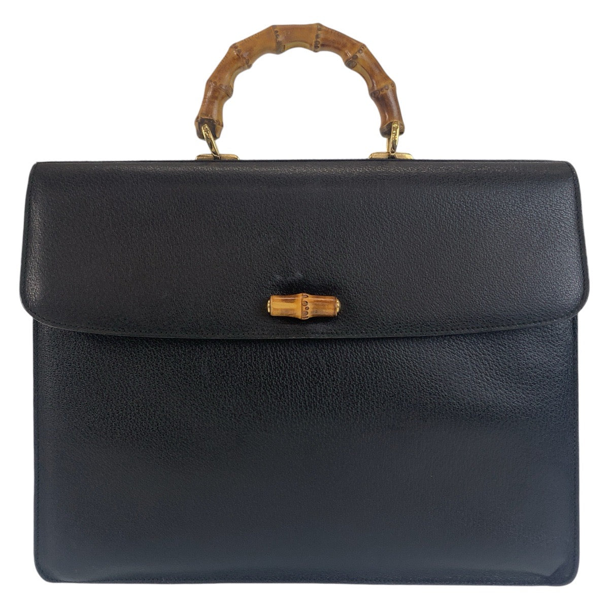 Gucci Vintage Bamboo Leather Briefcase Black