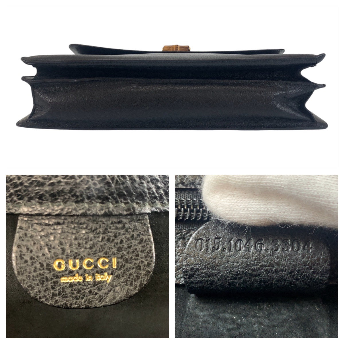 Gucci Vintage Bamboo Leather Briefcase Black