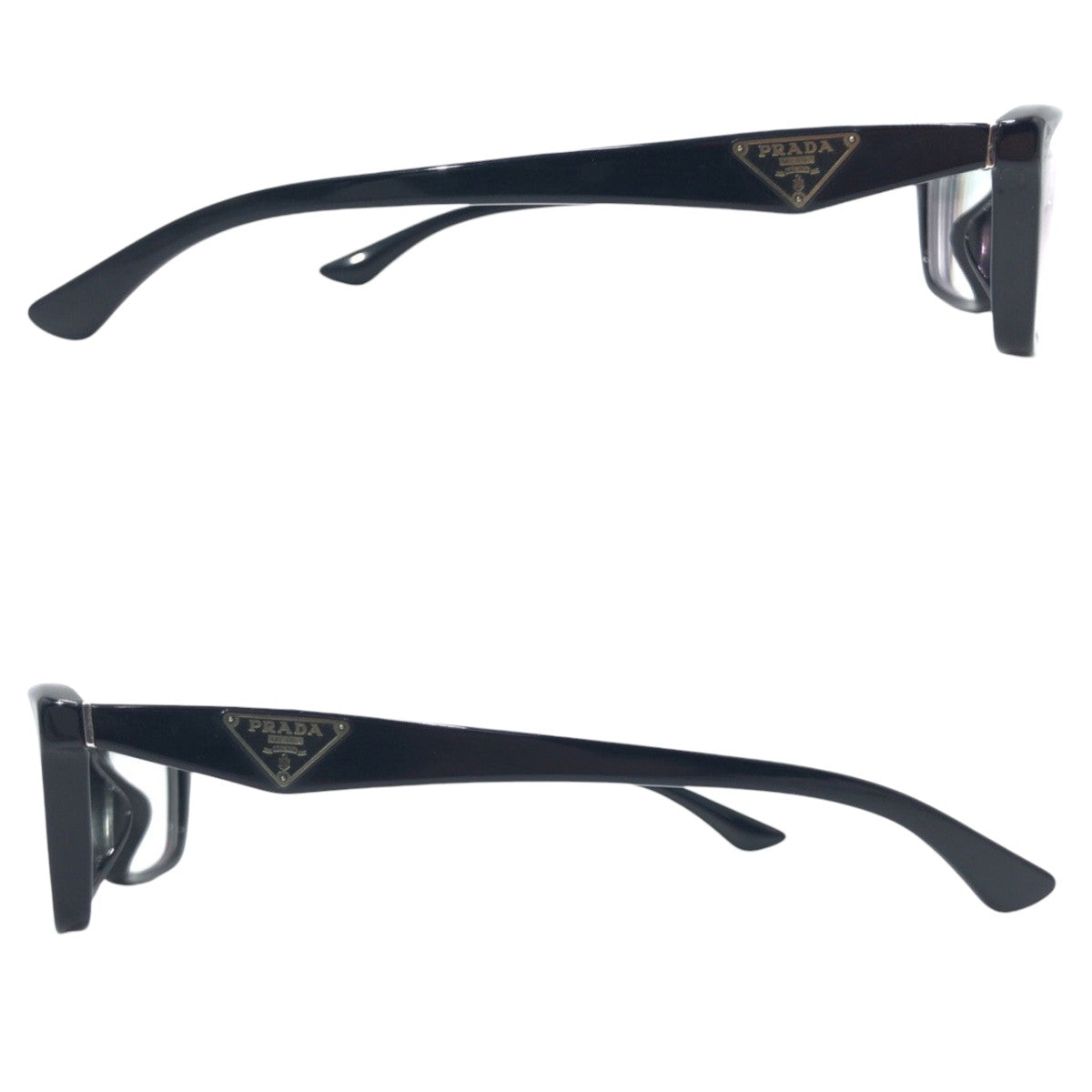 Prada Black Triangle Logo Plastic Eyeglass Frame