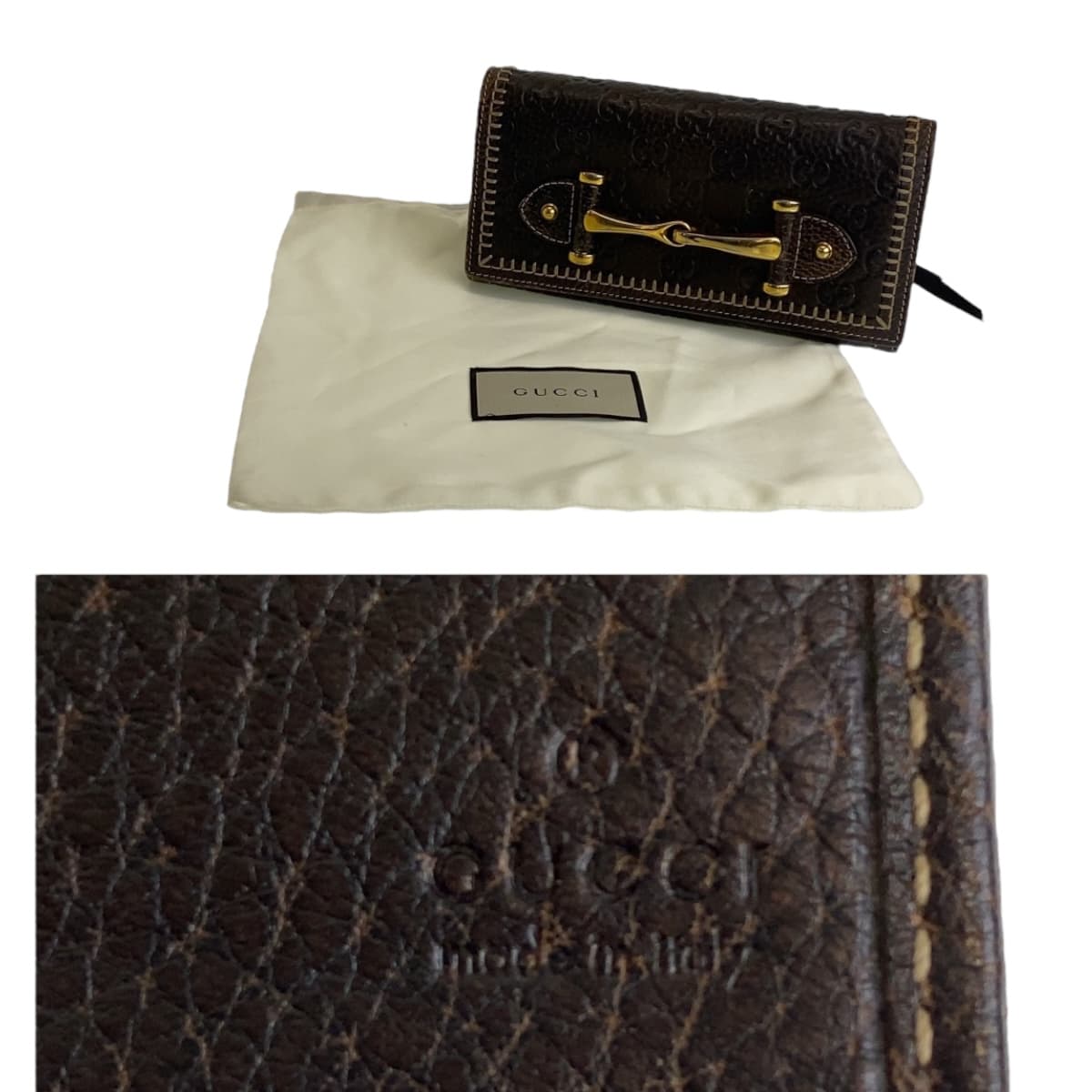 Gucci Leather Horsebit Guccissima Long Wallet 408068 in Very Good Condition