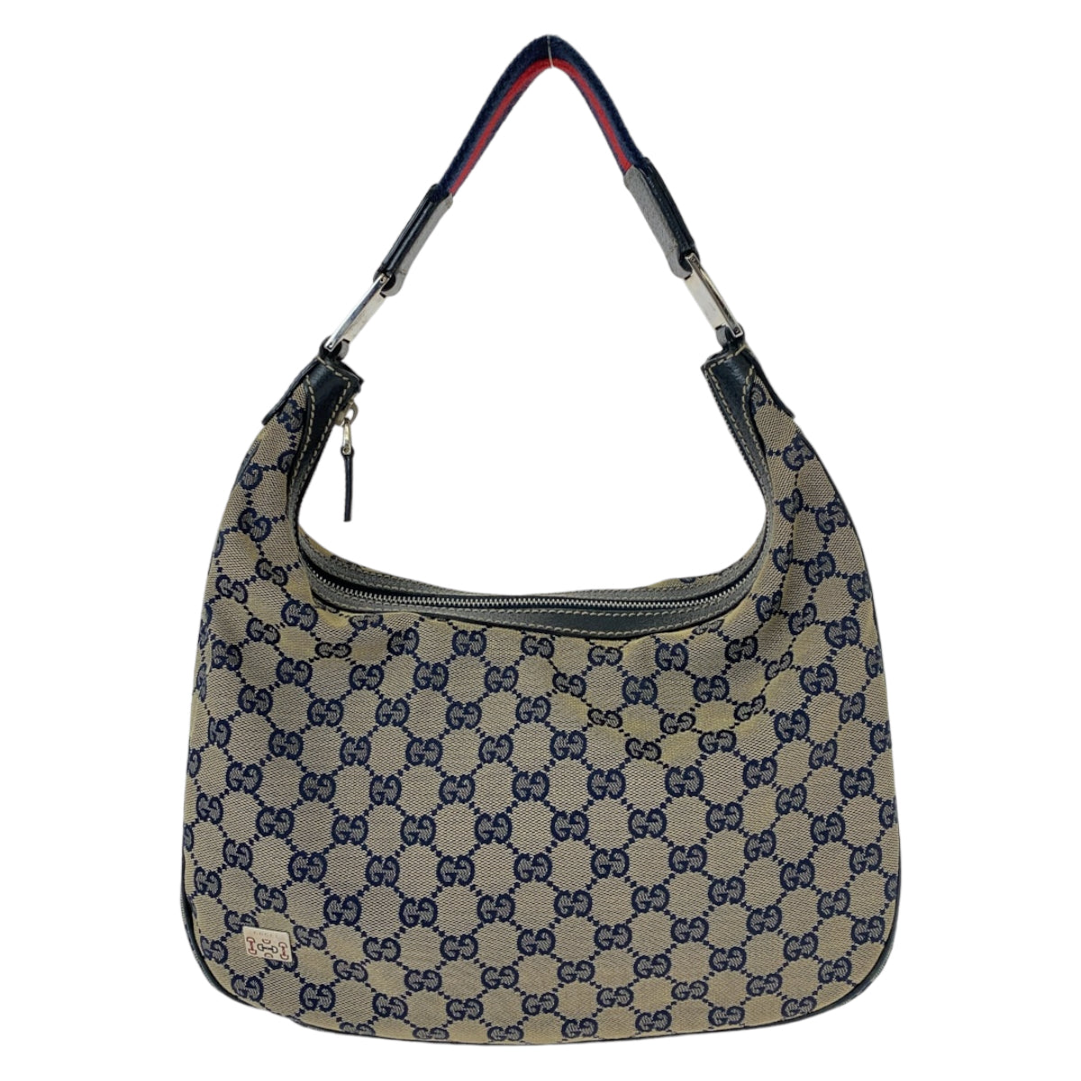 Gucci GG Canvas Shoulder Bag Navy Gray