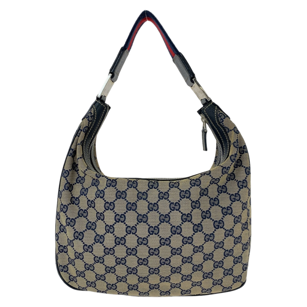 Gucci GG Canvas Shoulder Bag Navy Gray