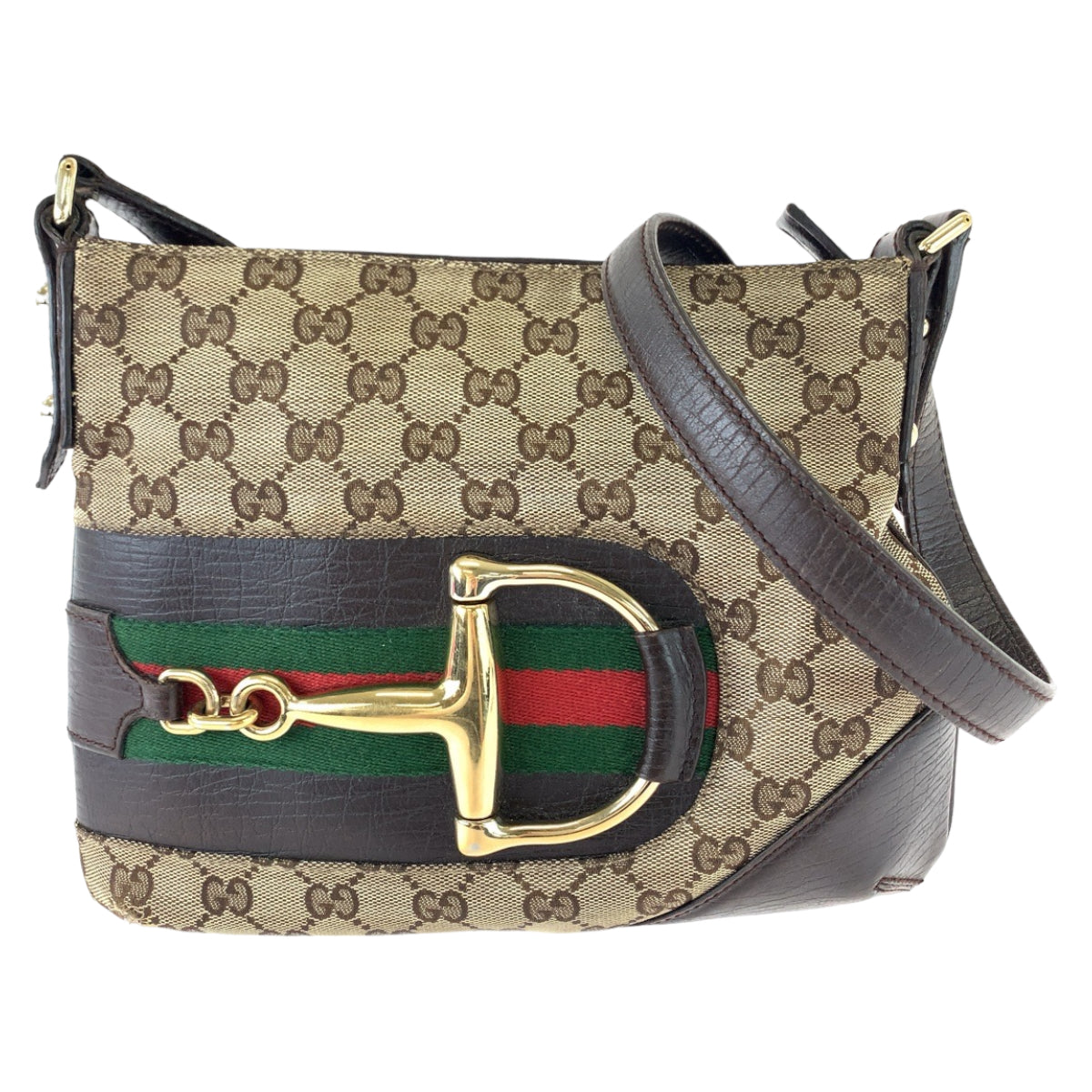 Gucci GG Canvas Horsebit Shoulder Bag 141506 in Very Good Condition