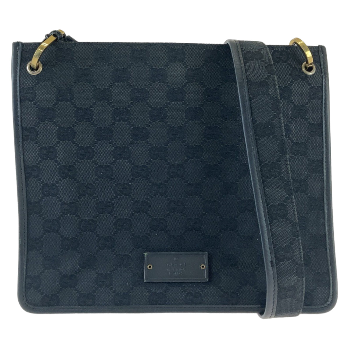 Gucci Black GG Canvas Leather Shoulder Bag