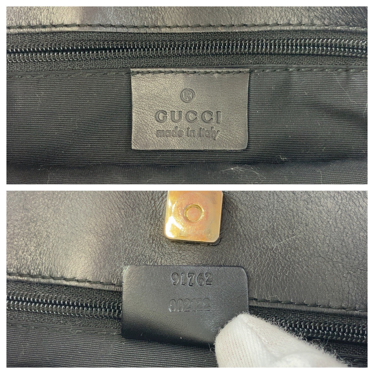 Gucci Black GG Canvas Leather Shoulder Bag