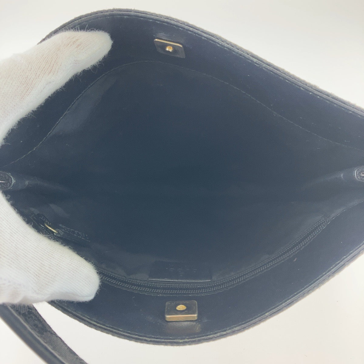 Gucci Black GG Canvas Leather Shoulder Bag