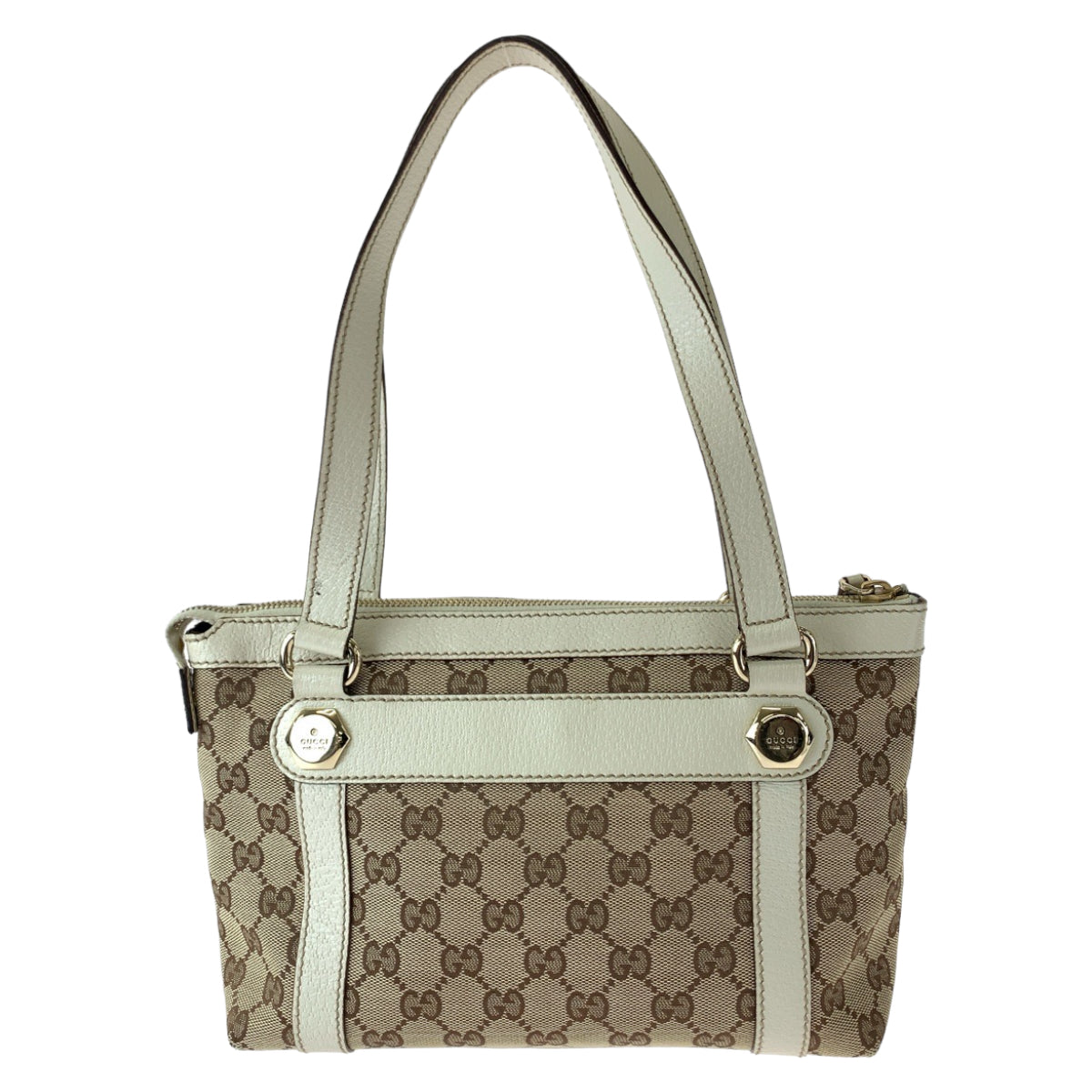 Gucci GG Canvas Leather Tote Bag