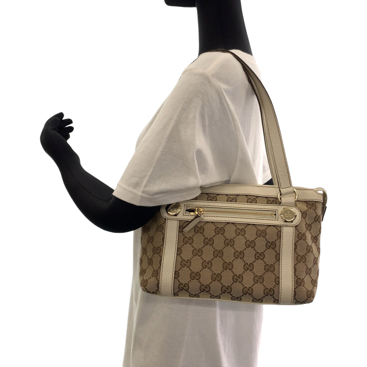 Gucci GG Canvas Leather Tote Bag