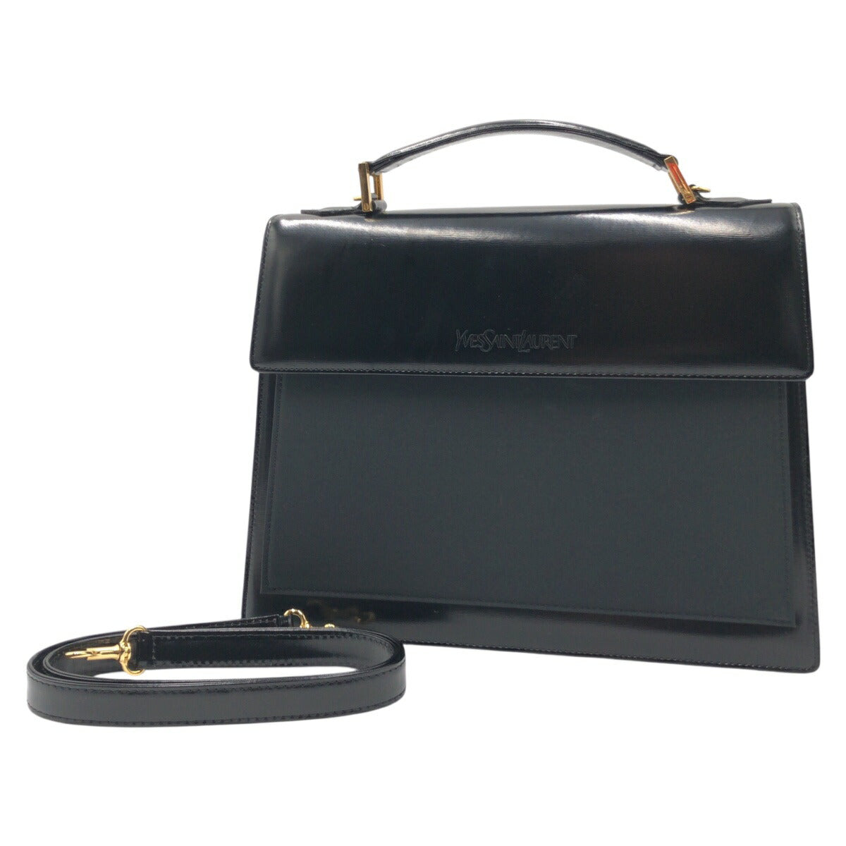 Yves Saint Laurent Vintage Black Enamel Handbag