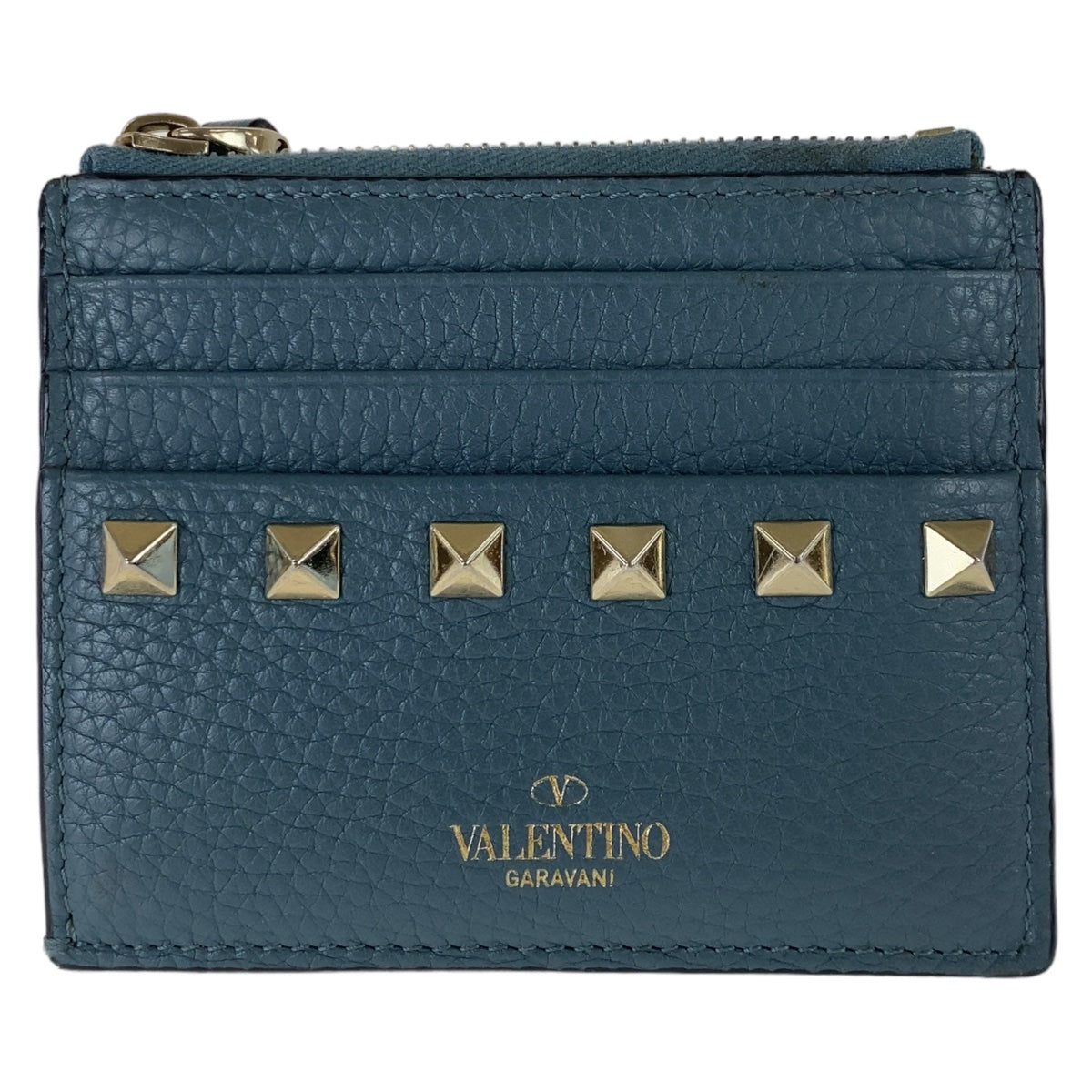 Valentino Rockstud Leather Coin Card Case