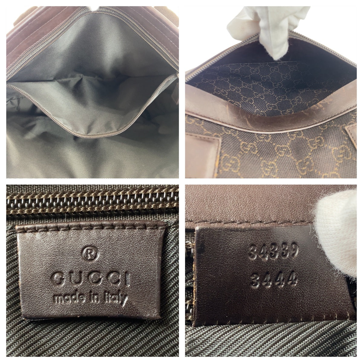 Gucci Brown GG Canvas Leather Tote Shoulder Bag