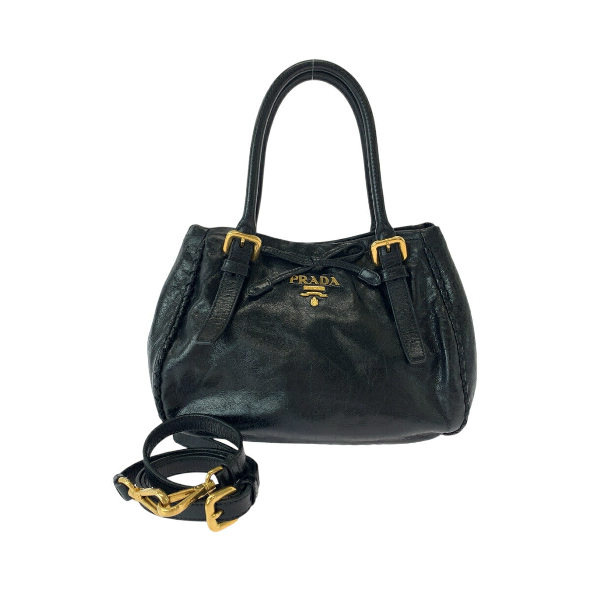 Prada Vitello Shine Ribbon Leather Tote Bag