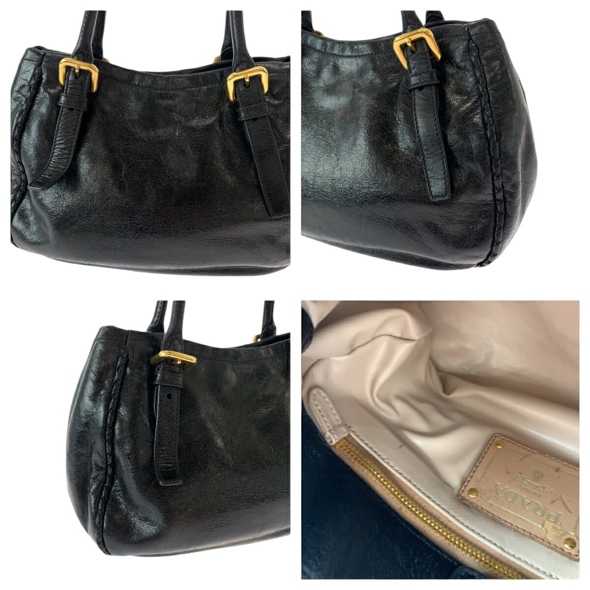 Prada Vitello Shine Ribbon Leather Tote Bag