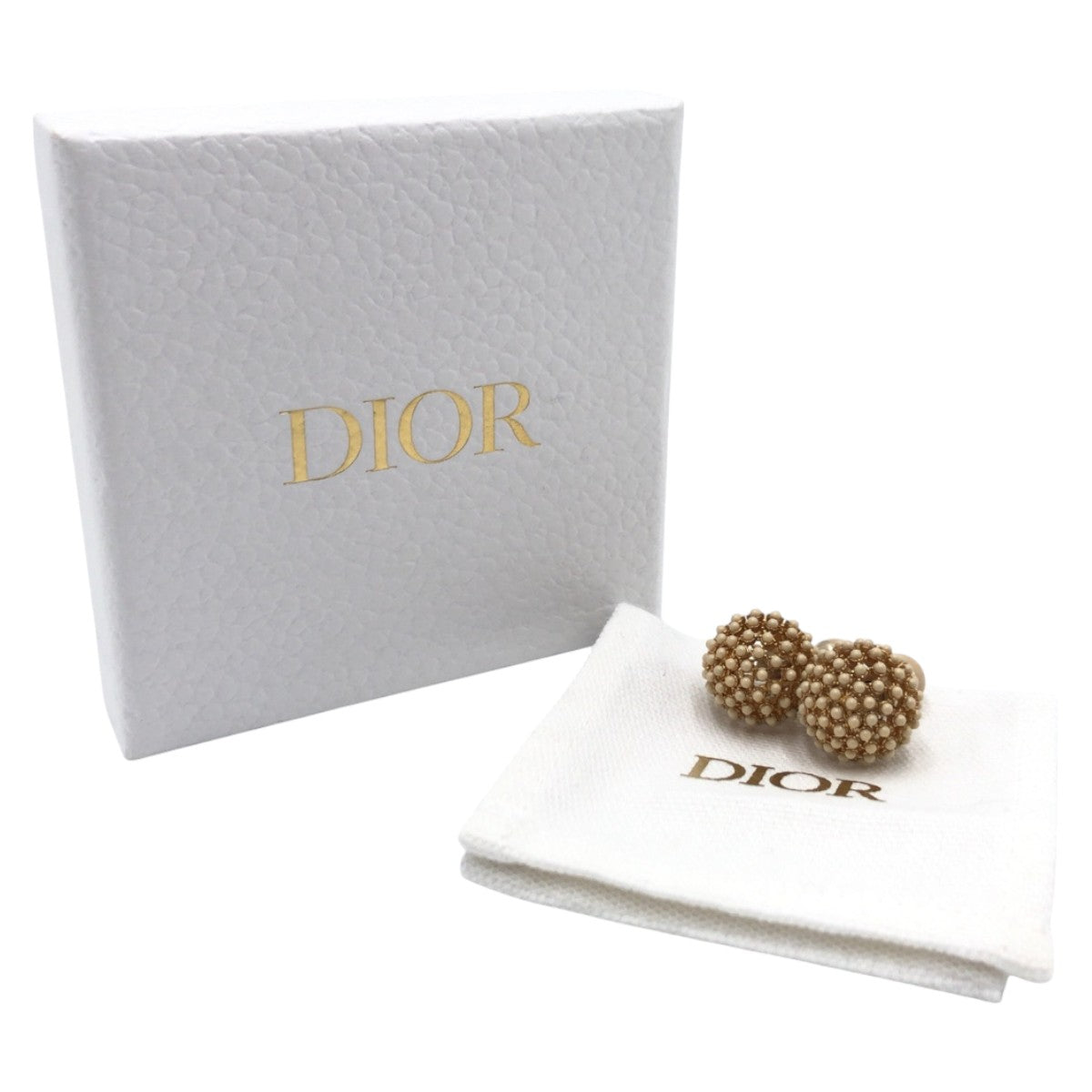 Dior Gold Beige Metal Earrings