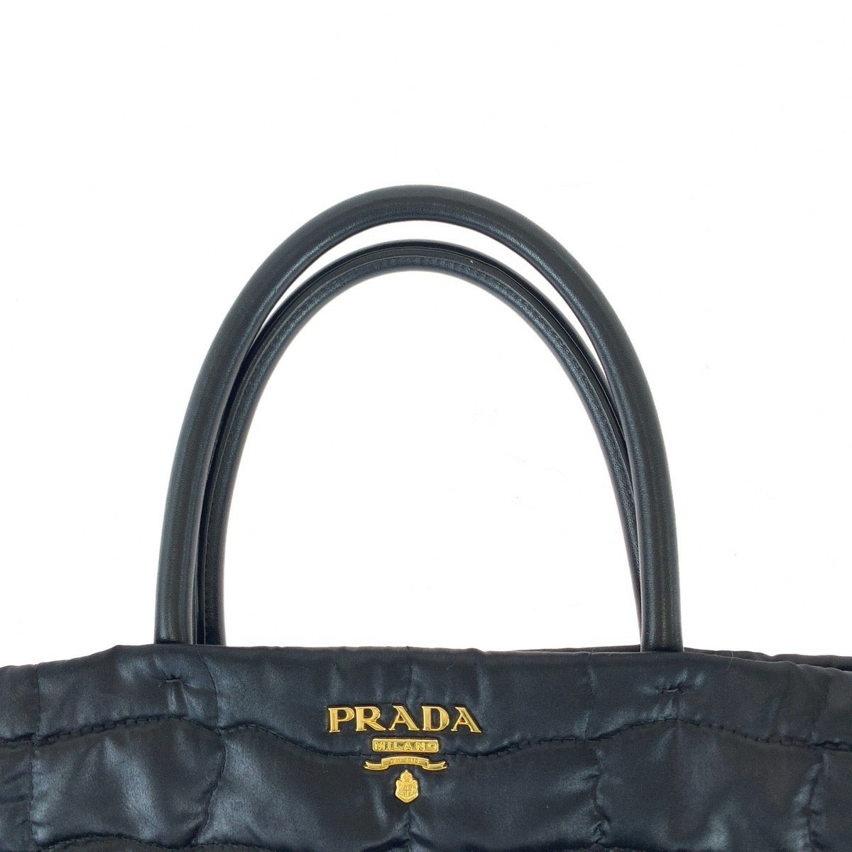 Prada Black Satin/Leather Tote Bag 408118 in Great Condition