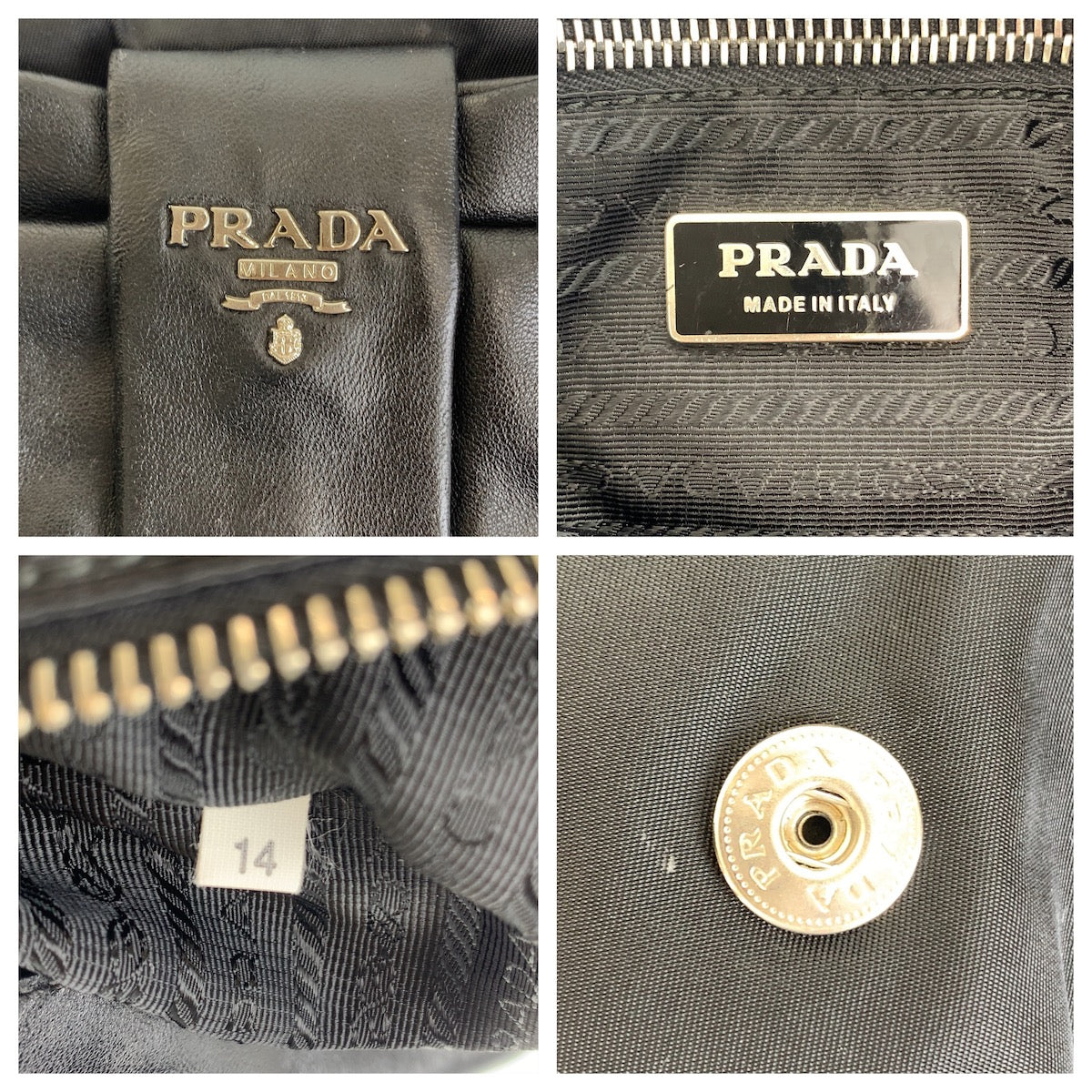 Prada Tessuto Ribbon Nylon/Leather Tote Bag Black in Very Good Condition