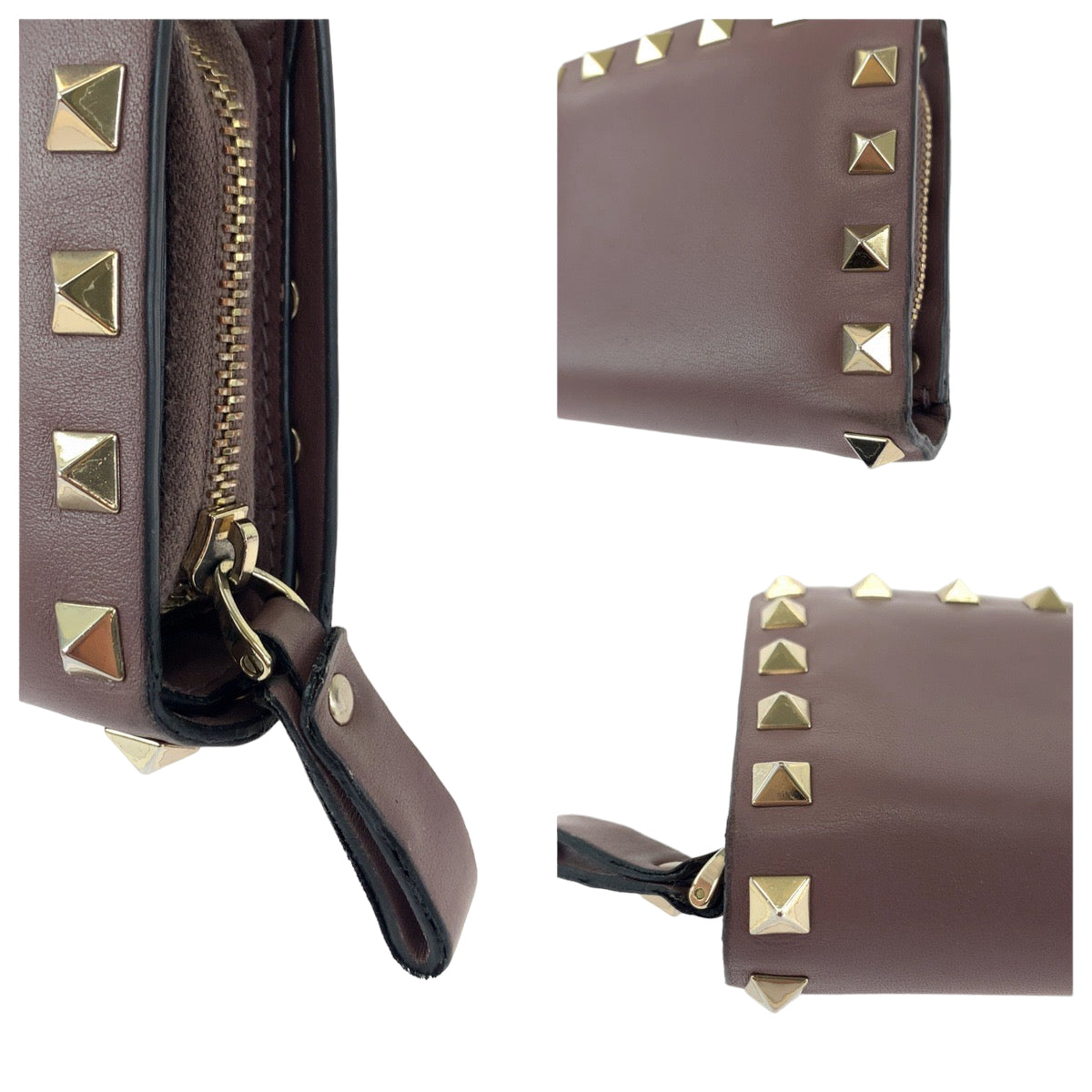 Valentino Leather Rockstud Compact Wallet