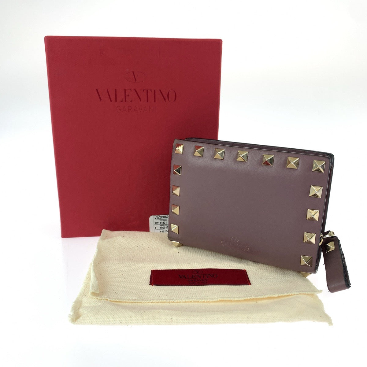 Valentino Leather Rockstud Compact Wallet