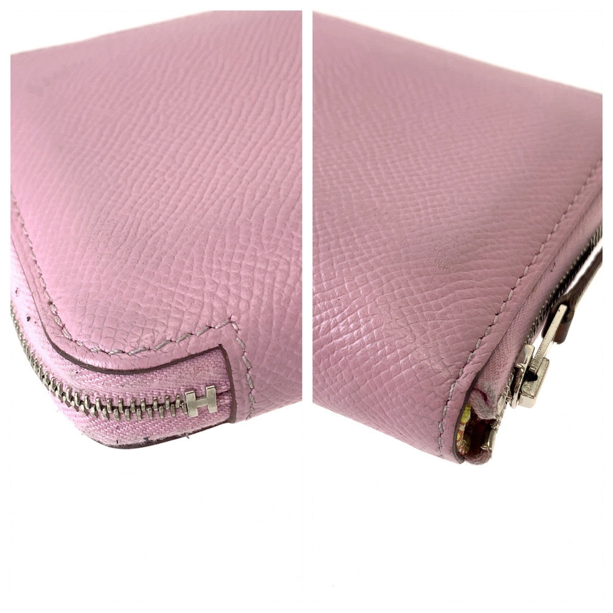 Hermes Azap Silk'in Compact Wallet Pink Silver Hardware in Very Good Condition