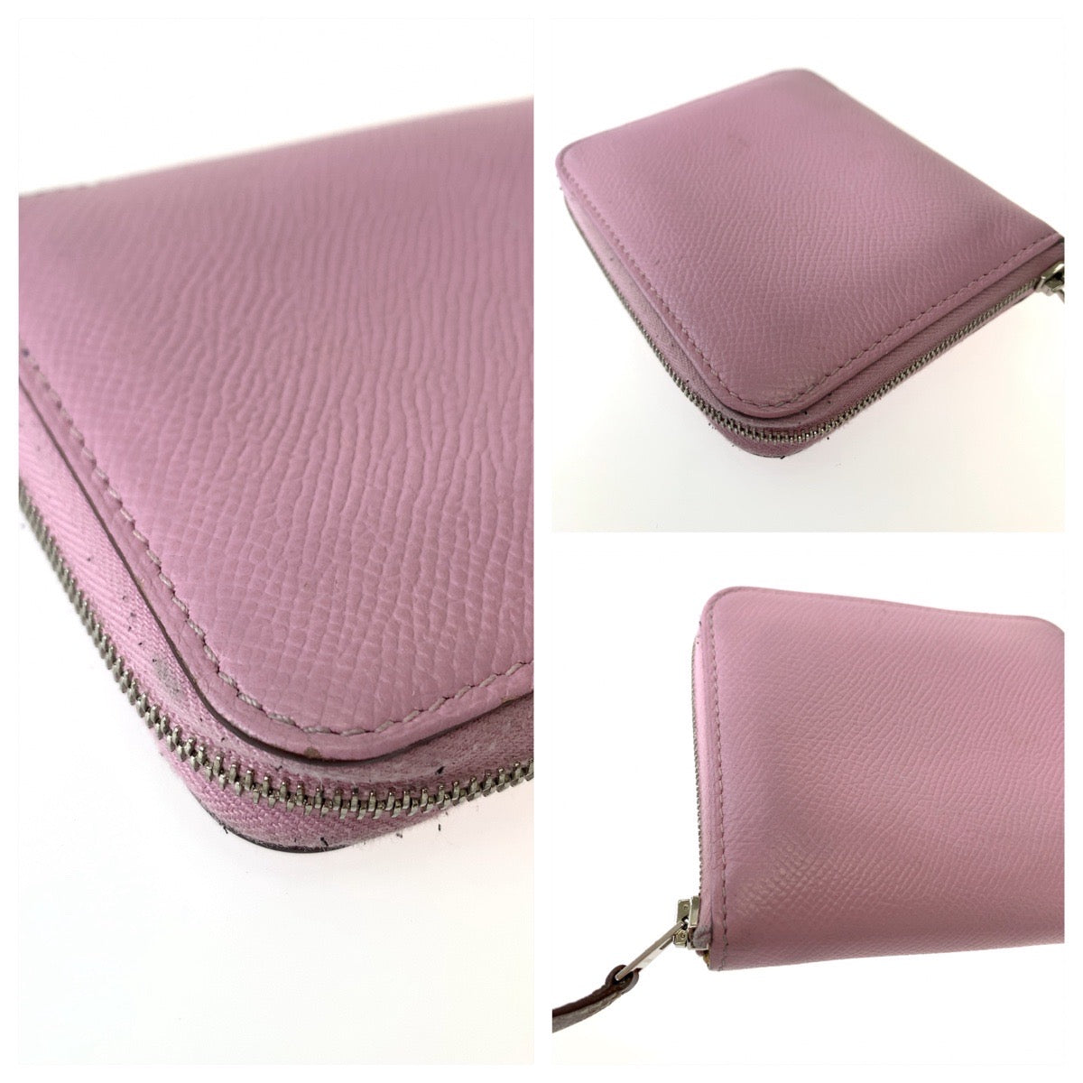 Hermes Azap Silk'in Compact Wallet Pink Silver Hardware in Very Good Condition