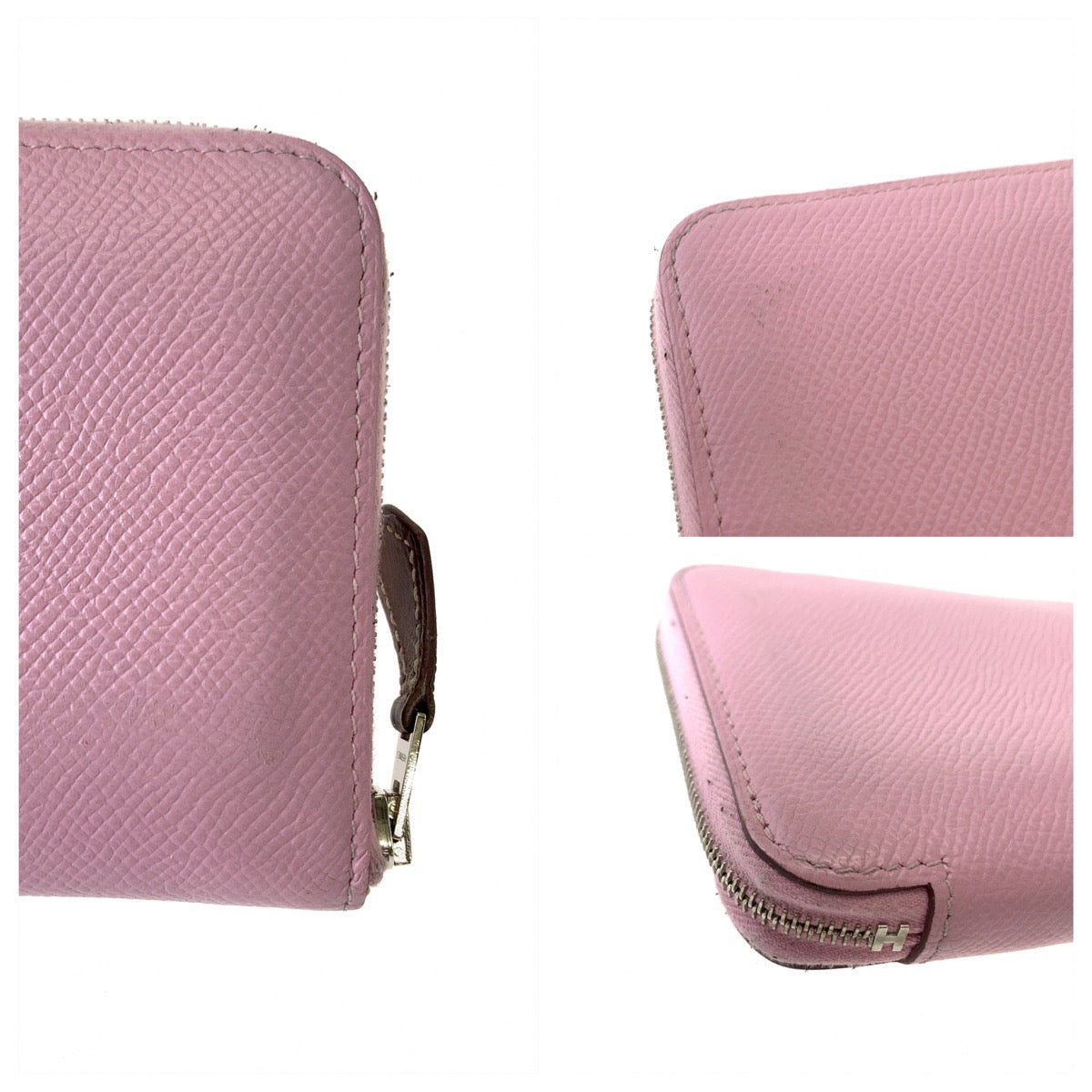 Hermes Azap Silk'in Compact Wallet Pink Silver Hardware in Very Good Condition