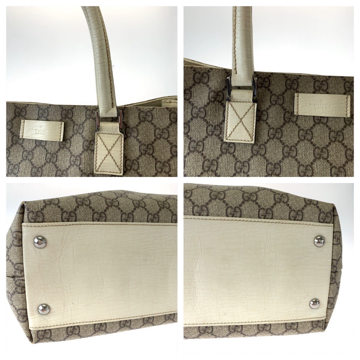 Gucci Beige Brown GG Supreme Canvas Tote Bag