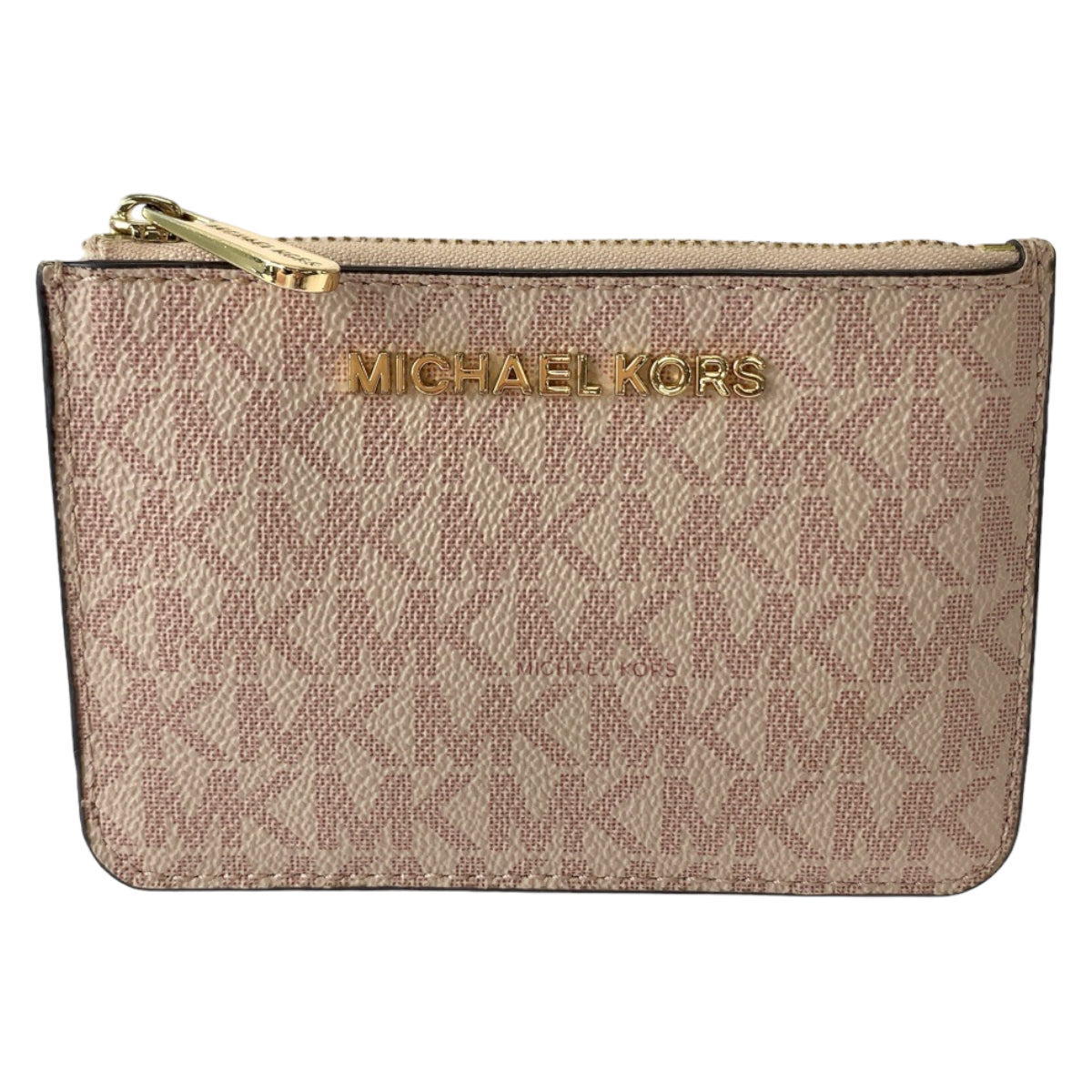 Michael Kors Pink Gold PVC Compact Wallet Coin Case in Very Good Condition