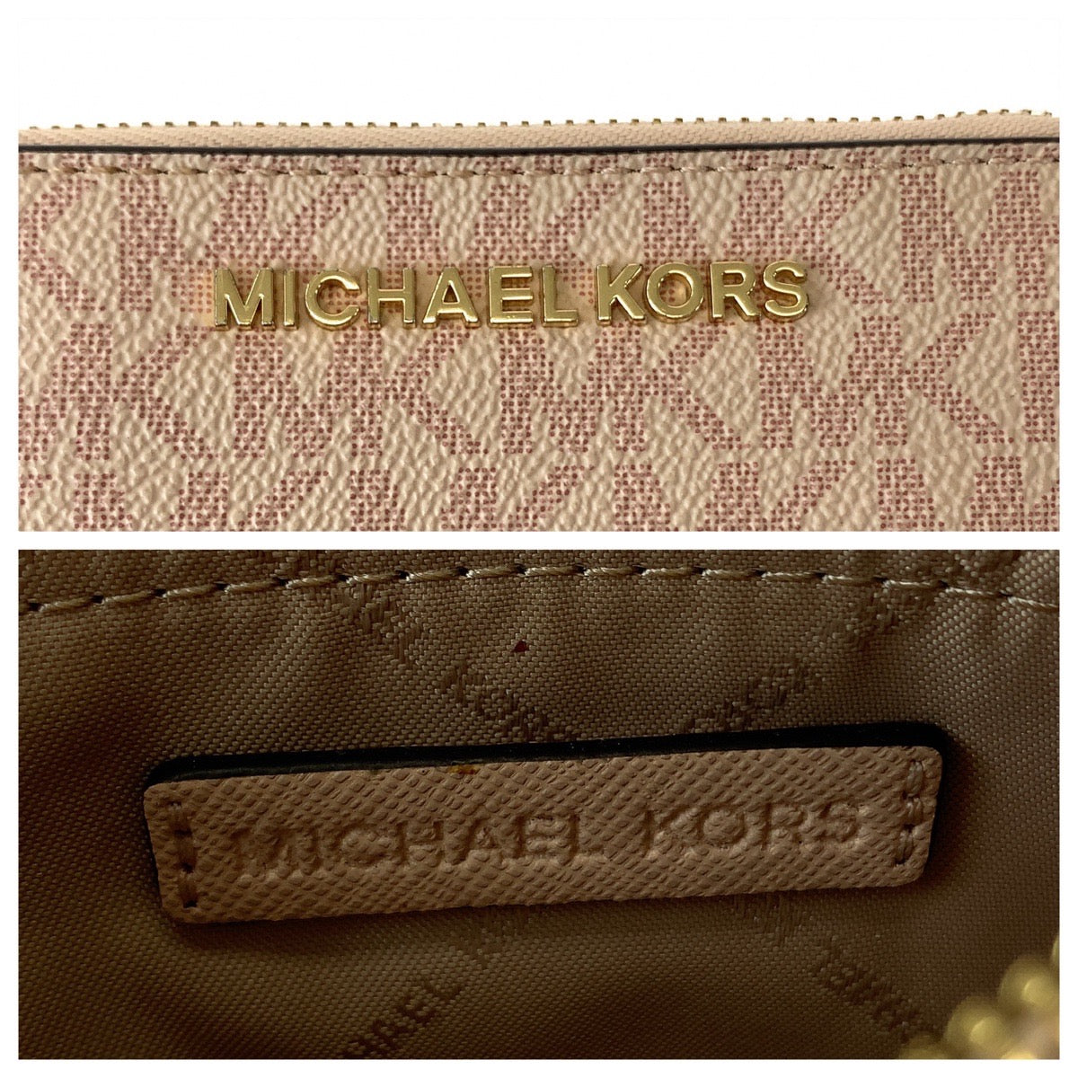 Michael Kors Pink Gold PVC Compact Wallet Coin Case in Very Good Condition