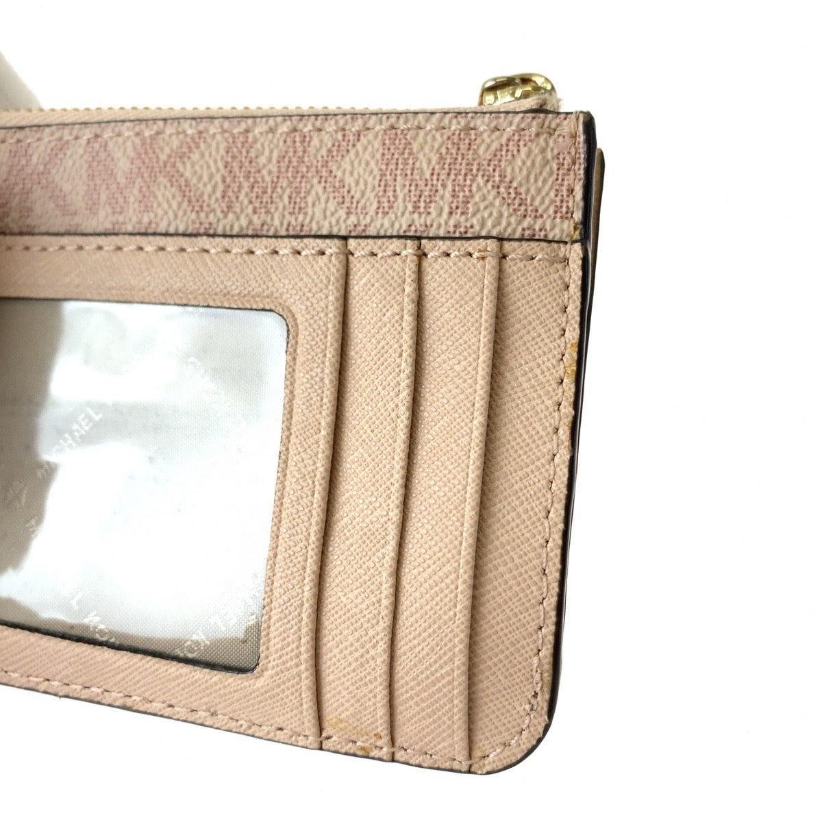 Michael Kors Pink Gold PVC Compact Wallet Coin Case in Very Good Condition