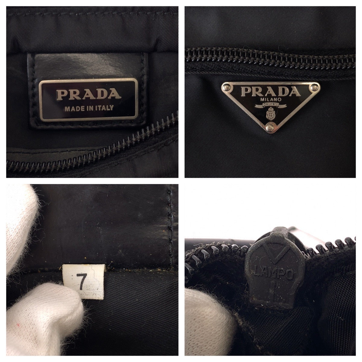 Prada Nylon Tessuto Logo Plate Shoulder Bag