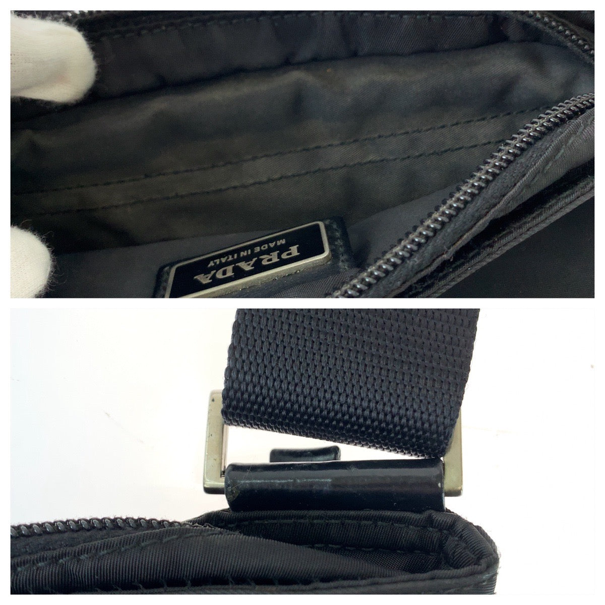 Prada Nylon Tessuto Logo Plate Shoulder Bag