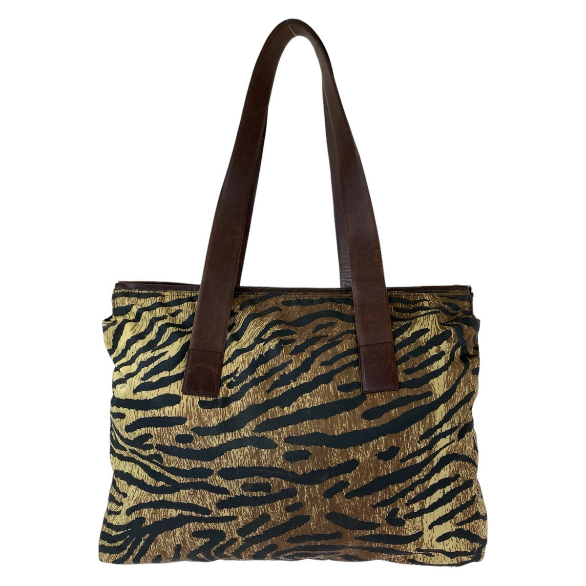 Prada Tiger Print Nylon Leather Tote Bag