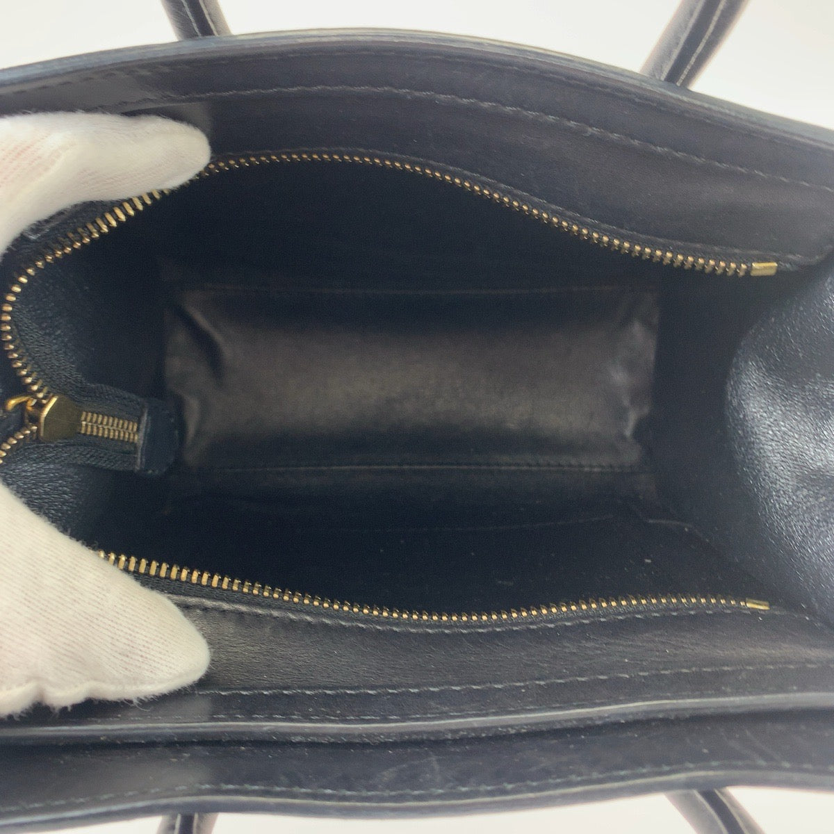 Celine Luggage Nano Leather Suede Handbag