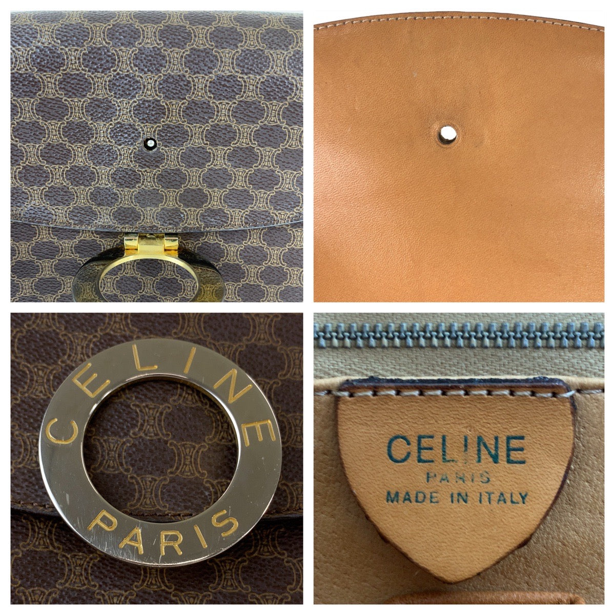 Celine Vintage Macadam Circle Logo PVC/Leather Shoulder Bag in Very Good Condition