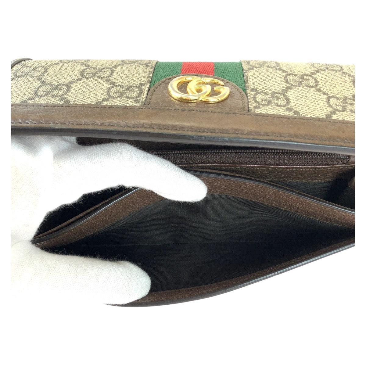 Gucci GG Supreme Canvas Leather Marmont Long Wallet in Very Good Condition