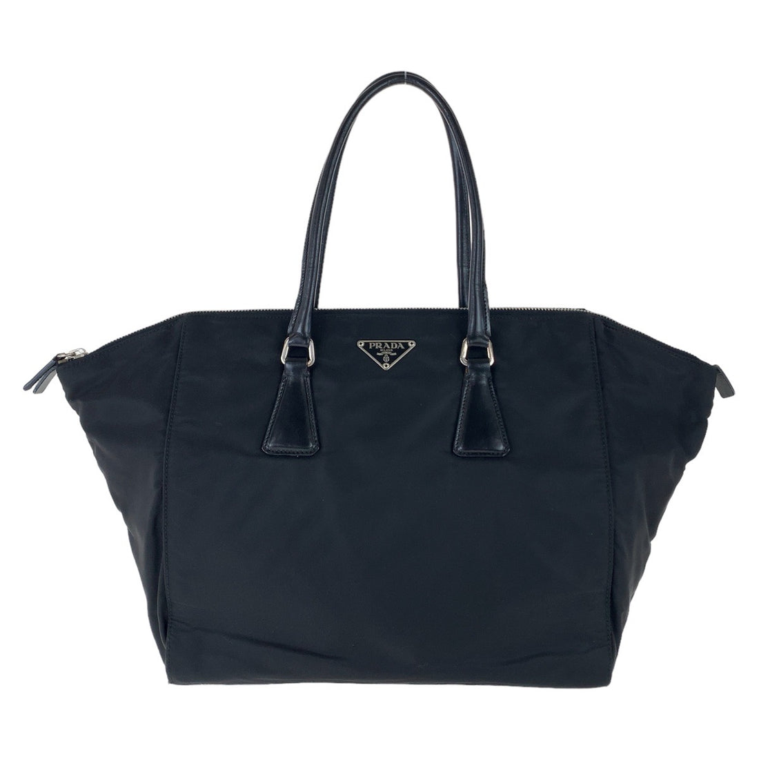 Prada Nylon Leather Tessuto Triangle Logo Tote