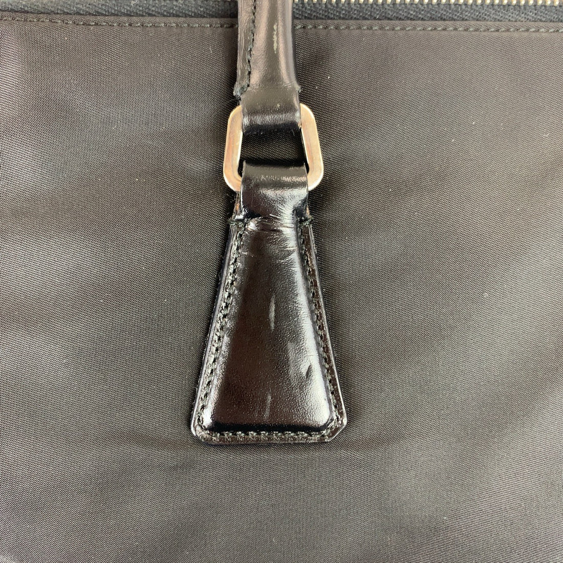 Prada Nylon Leather Tessuto Triangle Logo Tote