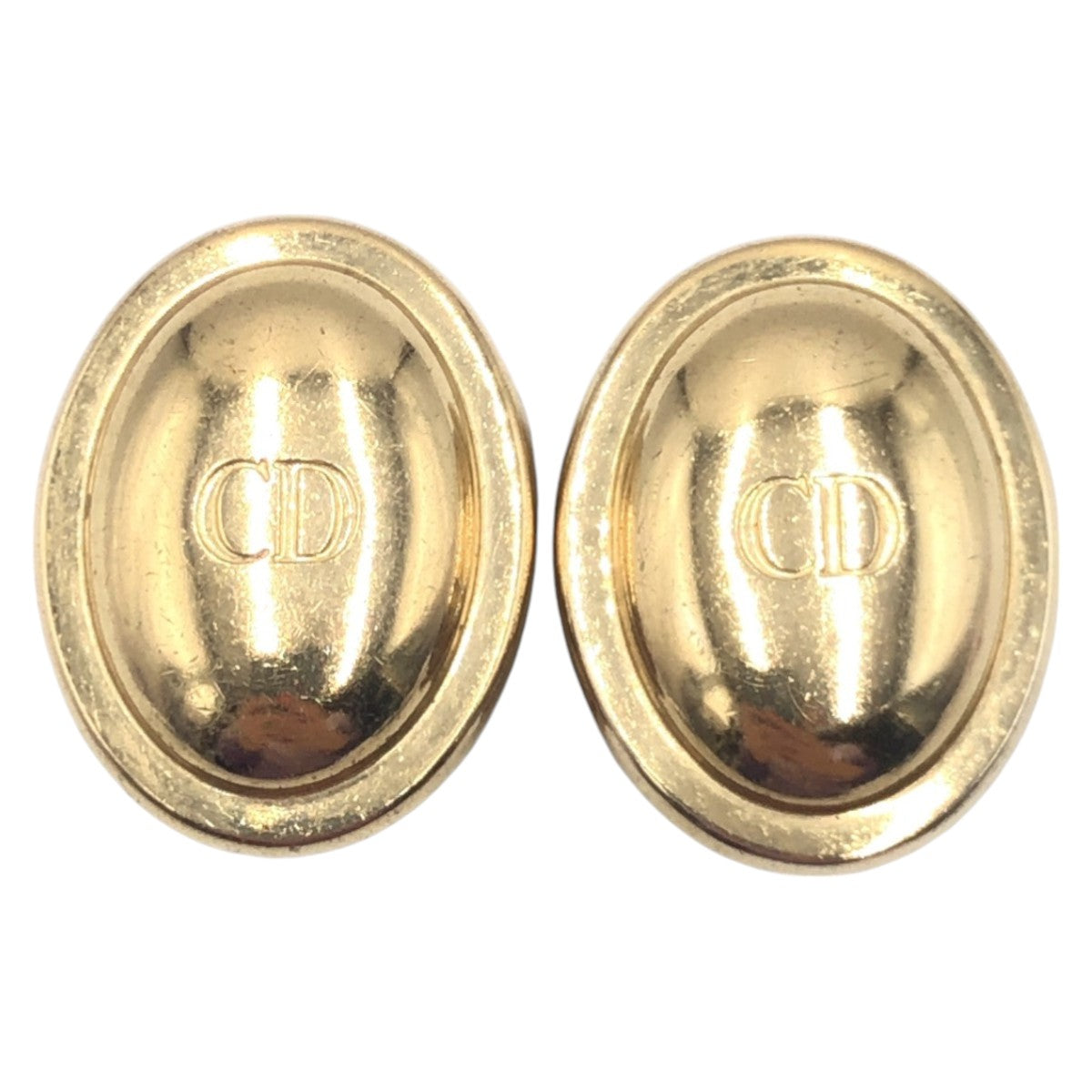 Dior Vintage Gold Metal Logo Earrings