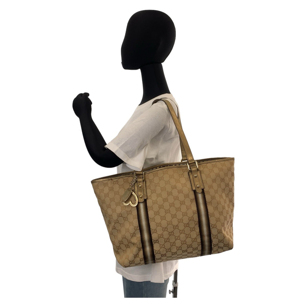 Gucci GG Canvas Sherry Line Tote Bag 139260 in Very Good Condition