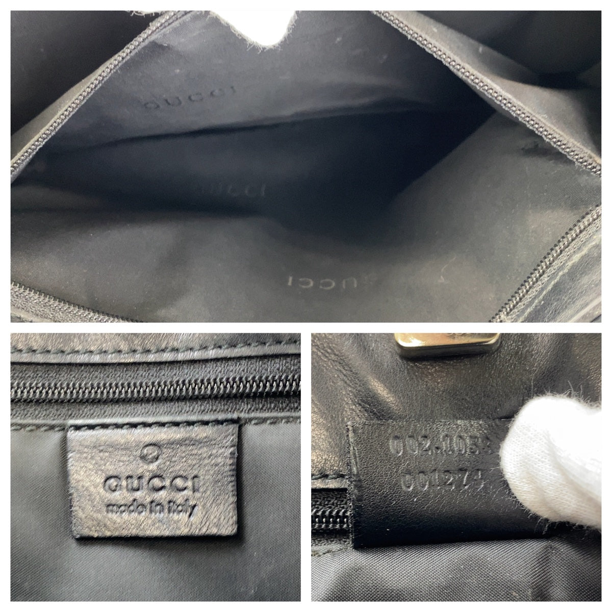 Gucci Leather Tote Bag Black Silver Hardware