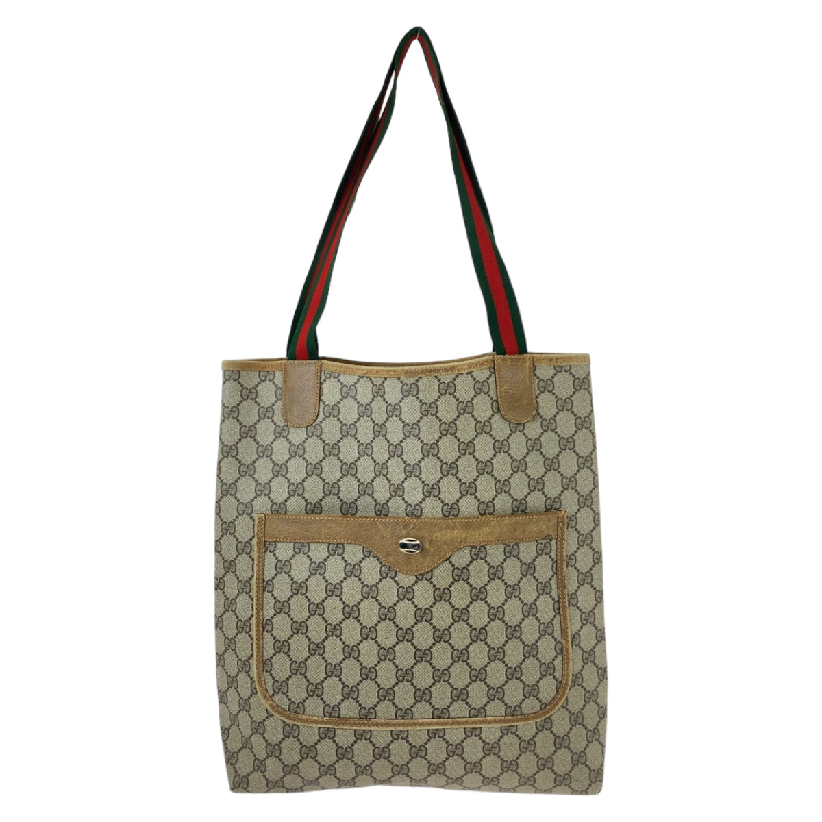 Gucci GG Supreme Canvas/Leather Interlocking Brown Gray Tote Shoulder Bag in Very Good Condition