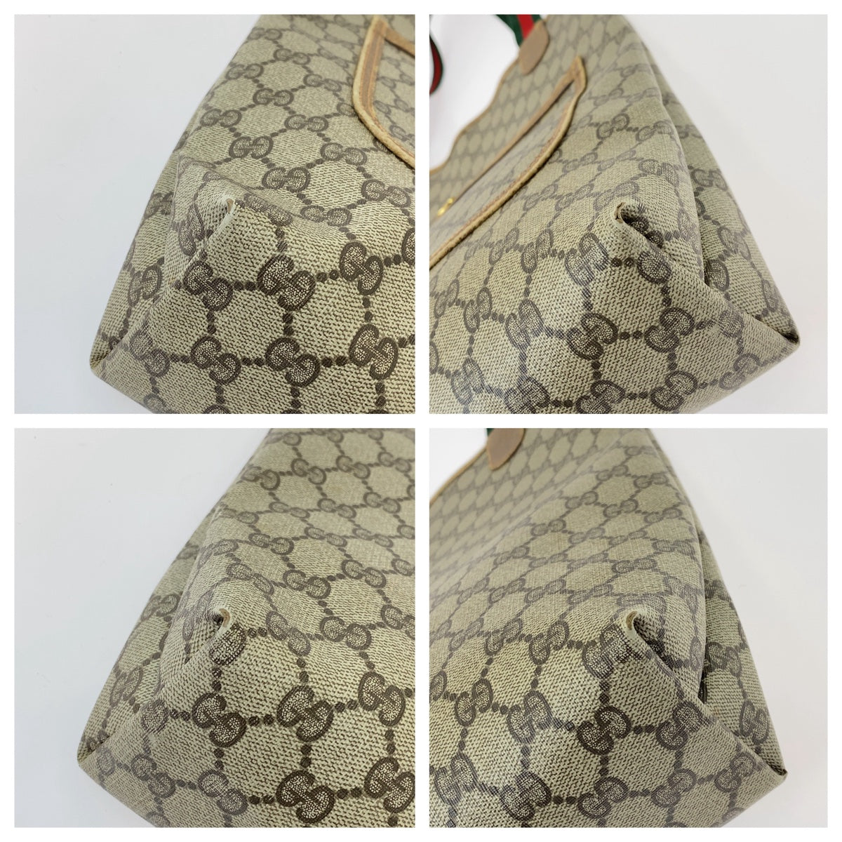 Gucci GG Supreme Canvas/Leather Interlocking Brown Gray Tote Shoulder Bag in Very Good Condition