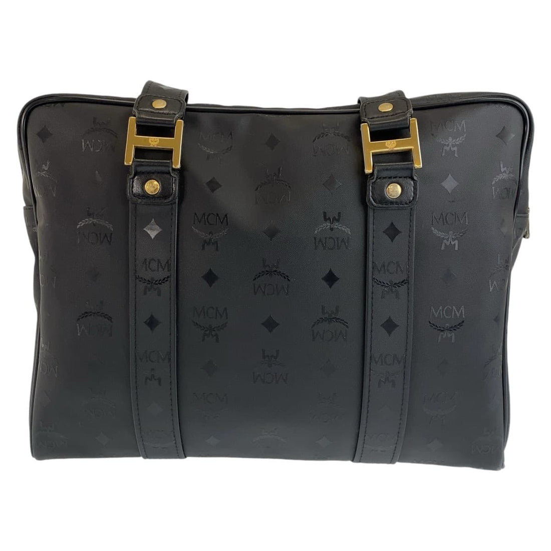 MCM Black PVC Logo Shoulder Bag